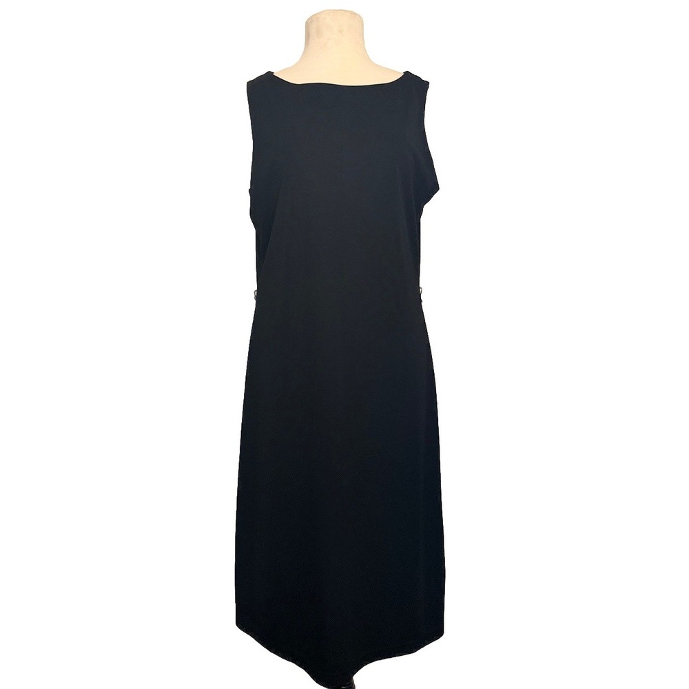 Vintage Sleeveless Black Sheath Midi Dress Size XL Made in‎ USA Minimalist Chic